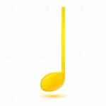 Singular Yellow Musical Note on a White Background